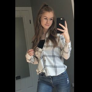 Black and White Boyfriend Fit flannel